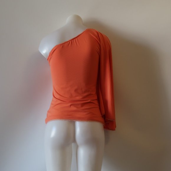 CHRISTINA MAKOWSKY ORANGE ONE SHOULDER TOP S * - Picture 6 of 8